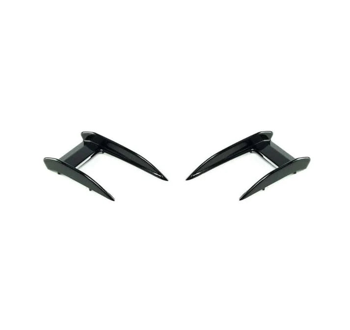 Genuine BMW F40 1 Series M Performance high-gloss black aero flicks canards for exterior trim on a 118i, 120d, or M135i.