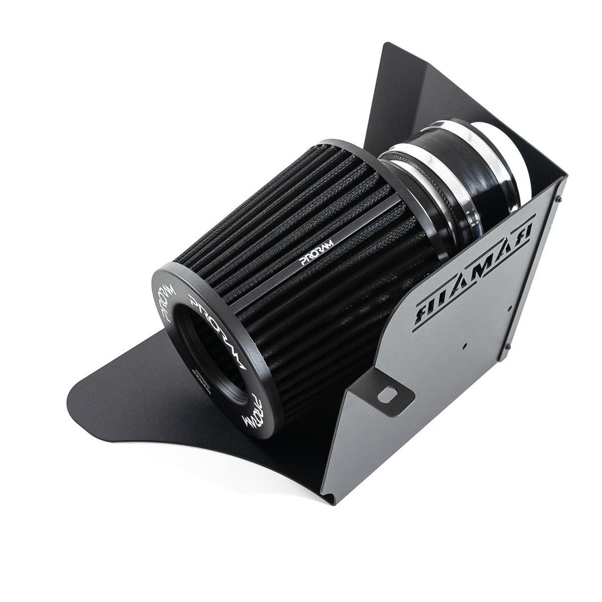 Ramair Proram performance air induction kit for VAG 1.8T 20V Golf, A3, Leon with 80mm MAF sensor, showcasing the intake components.