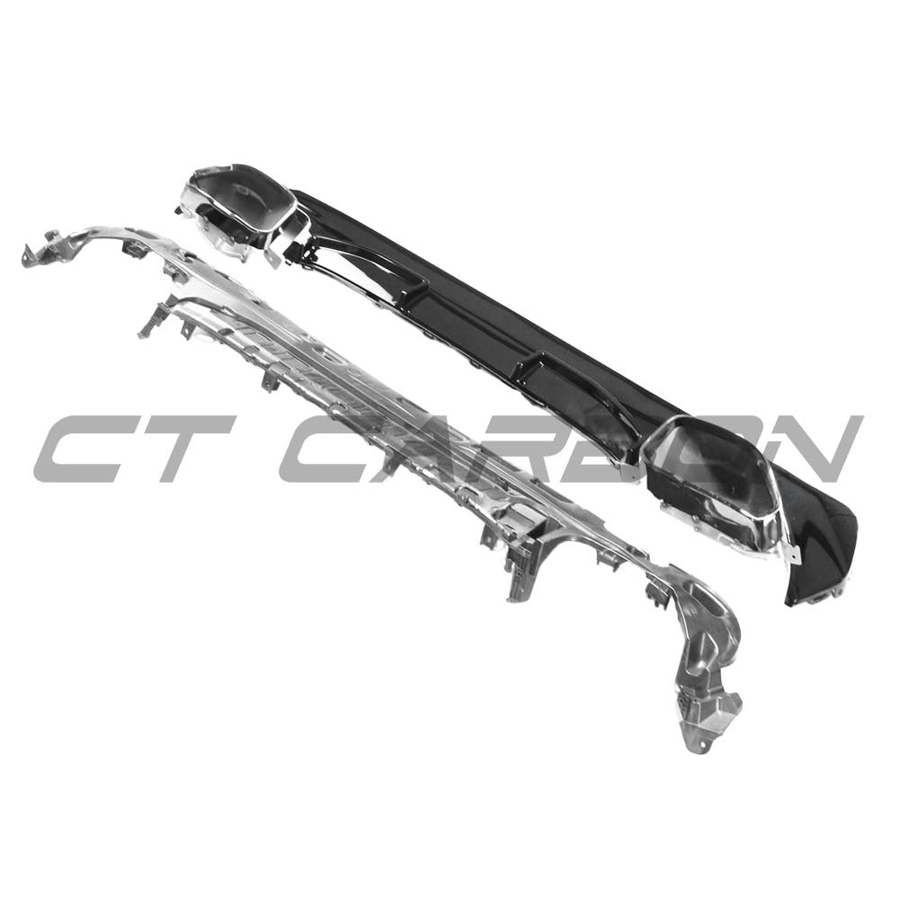BMW G22 G23 4 Series 2020-2024 CT Carbon gloss black diffuser with tips, shown in the image.