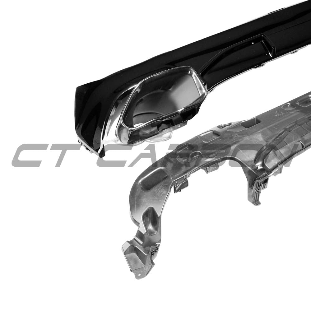 BMW G22 G23 4 Series 2020-2024 pre-LCI gloss black diffuser with tips by CT Carbon, featuring sleek, aerodynamic design.