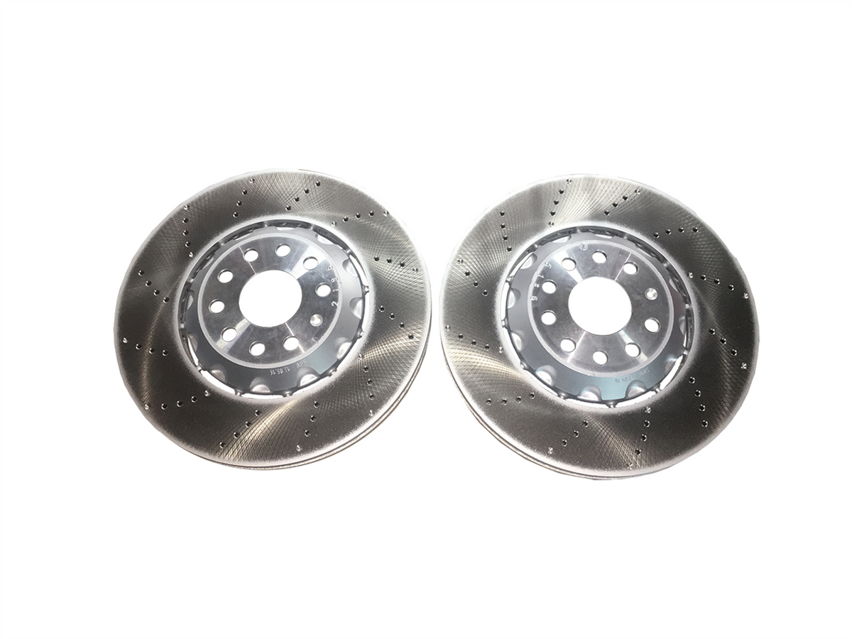 Genuine VWAG VAG MQB 340x30mm Clubsport S front brake discs, pair, with vented design for enhanced braking performance.