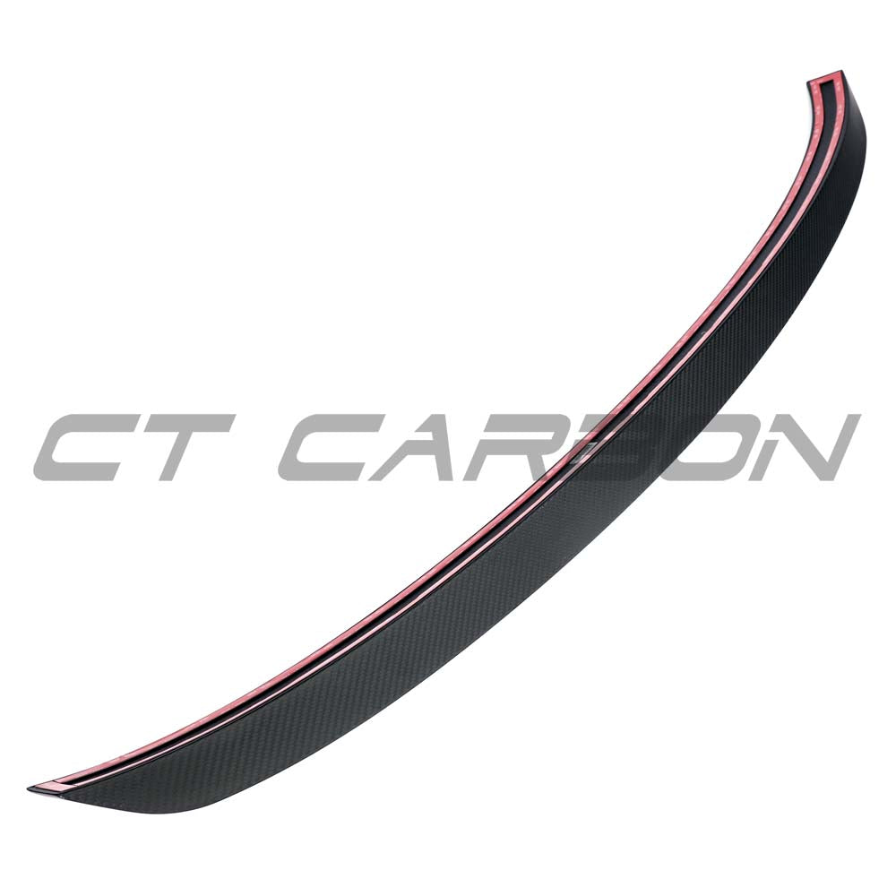 CT Carbon matte dry carbon fiber trunk spoiler for Audi A6/S6/RS6 C8 Avant 2019+ shown on the vehicle.