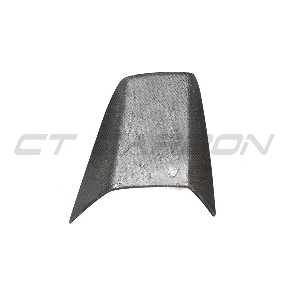 CT Carbon Porsche 911 991.2 GT3 2017-2021 carbon fibre rear scoop covers, close-up of sleek automotive accessories.