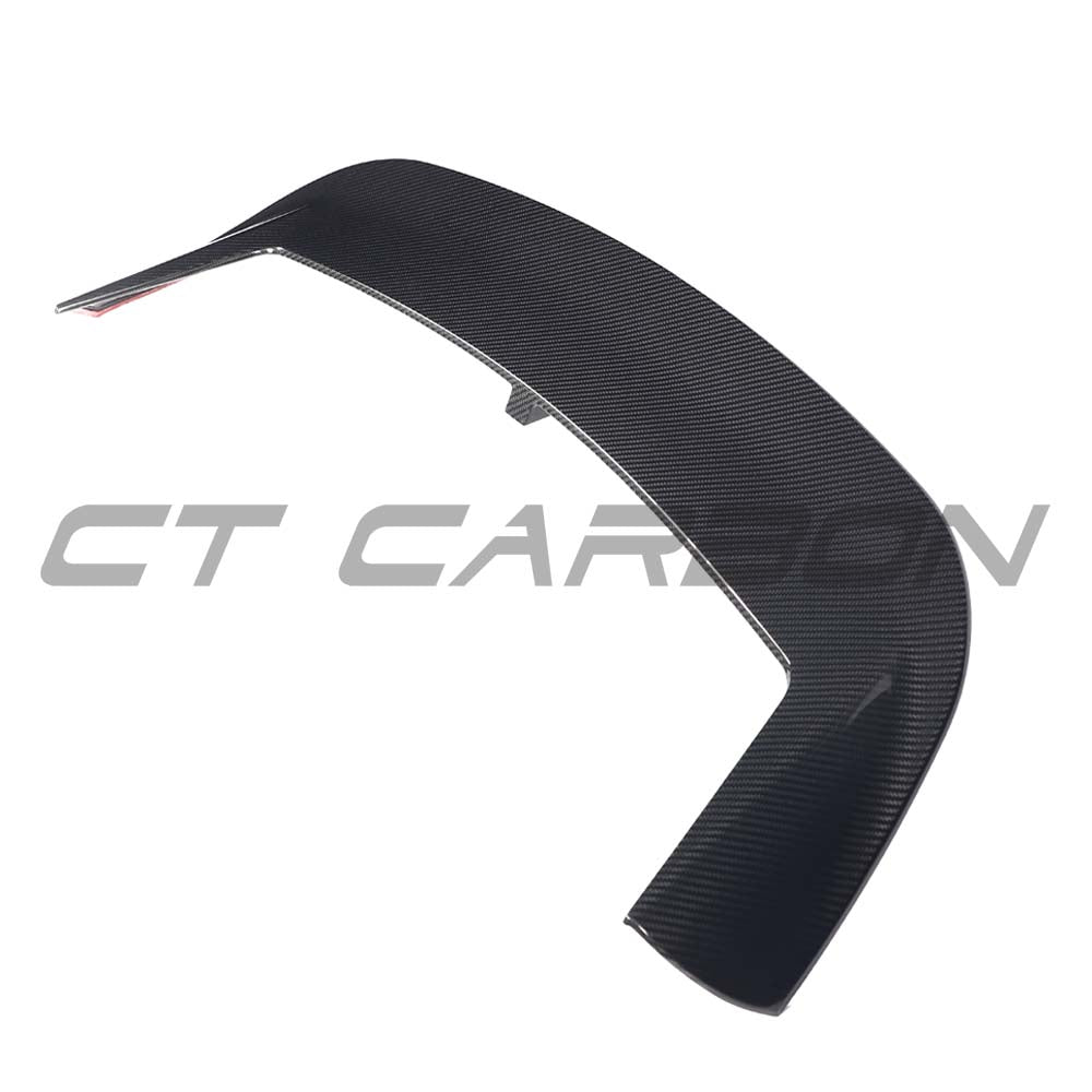 Carbon fiber spoiler for Audi A3/S3/RS3 8Y Sportback, CT Design V3, mounted on the car's rear hatch with a sleek finish.