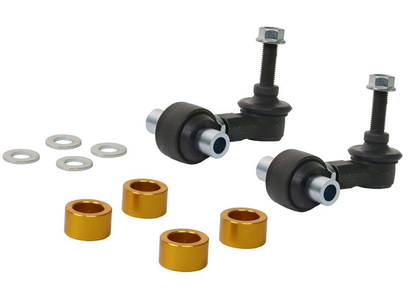 Whiteline rear heavy-duty adjustable anti-roll bar drop links for Audi, Seat, Skoda, VW Golf 2003-2019, showing sturdy metal construction