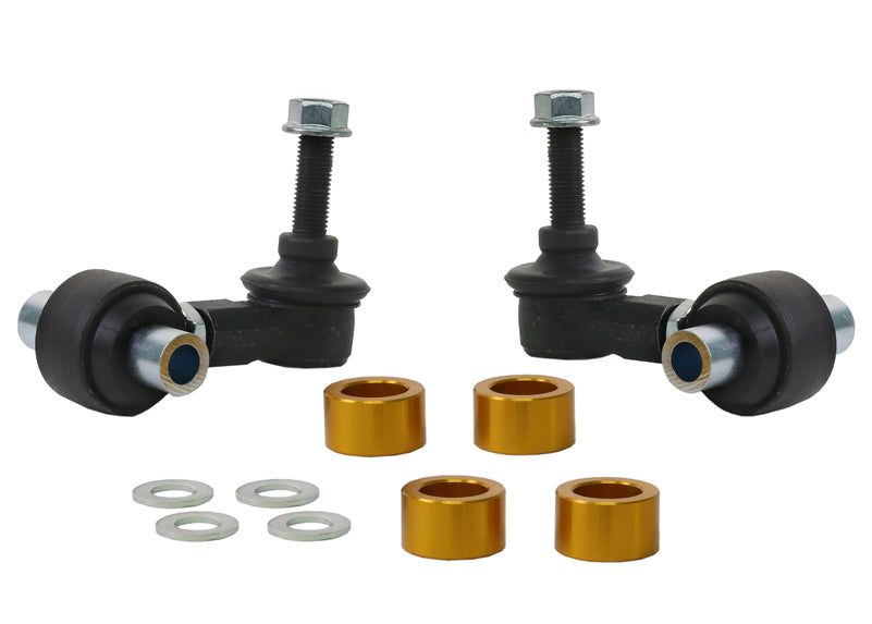 Whiteline rear heavy-duty adjustable anti-roll bar drop links for Audi, Seat, Skoda, VW Golf 2003-2019, showing sturdy metal components