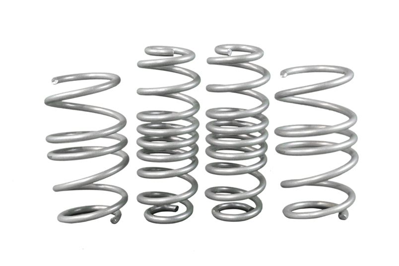 Whiteline VW Golf Mk7 R 2013-2019 performance lowering spring kit for suspension linkage, showing the coil springs and components.