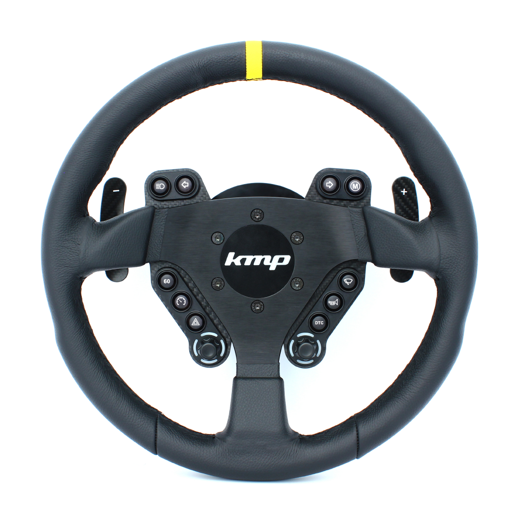 KMP Clubsport Nürburgring steering wheel for BMW F8X, black racing-style steering wheel with grip details and branding.