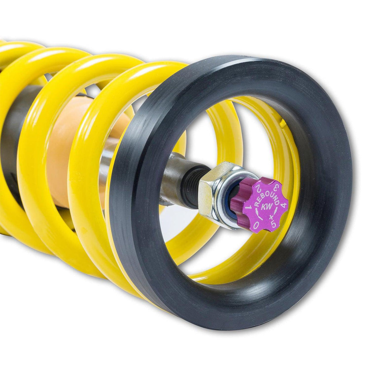 KW Suspension V4 3-way adjustable coilover kit installed on Audi RS6 and RS7 C8 models, showcasing the suspension system.