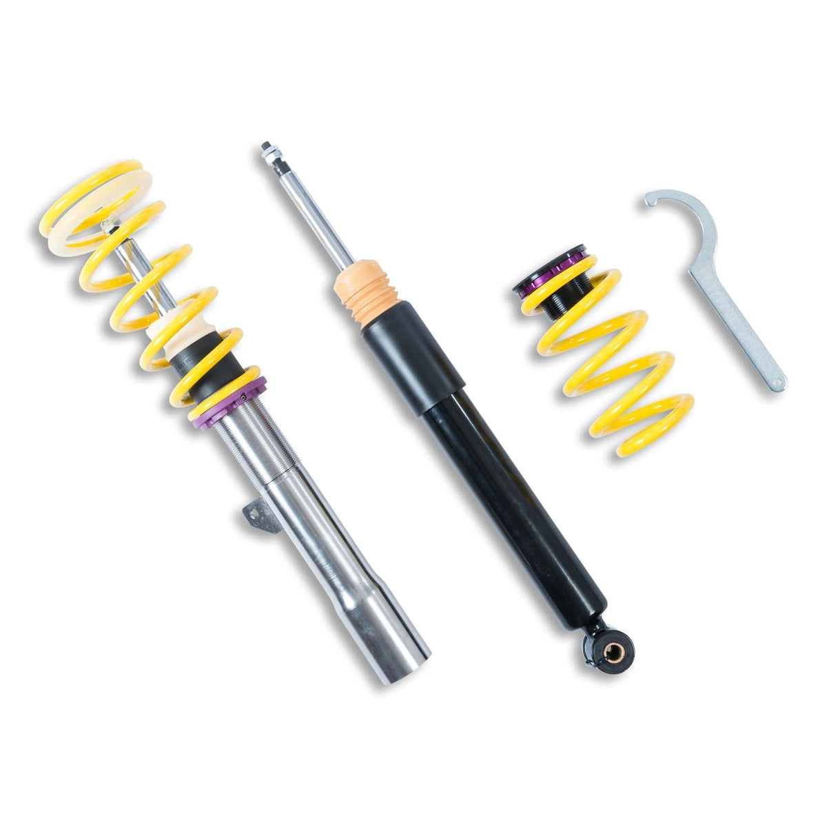 KW Suspension coilover kit for BMW Z4 and Toyota MK5 Supra G29/A90 with electronic damper deactivation in a close-up view.