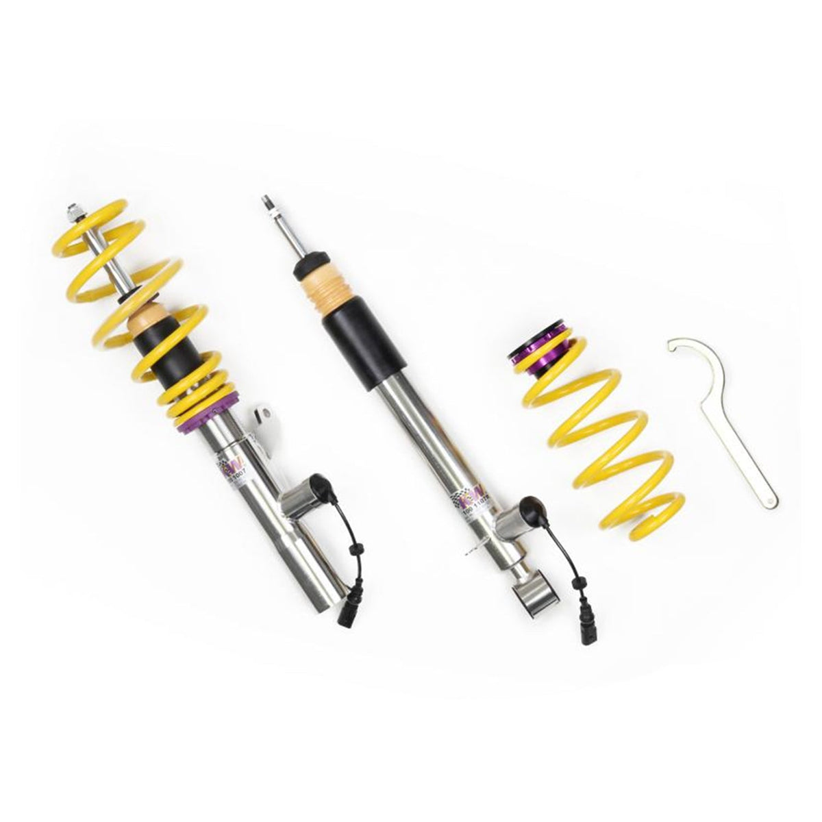 KW Suspension DDC plug and play coilovers for Audi RS3 8Y, showing adjustable suspension components and coilover system.