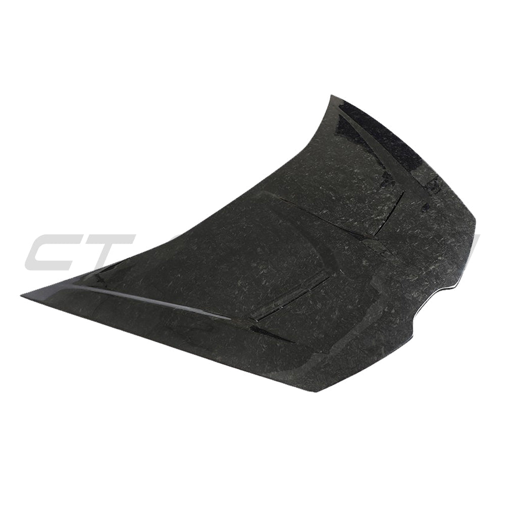 Lamborghini Huracan Performante carbon fibre hood by CT Design, showcasing lightweight forged carbon fiber with aerodynamic design.