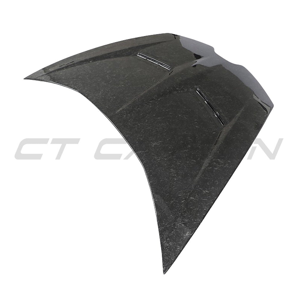 Lamborghini Huracan Performante carbon fibre bonnet by CT Design, featuring sleek forged carbon fibre finish and aerodynamic design.