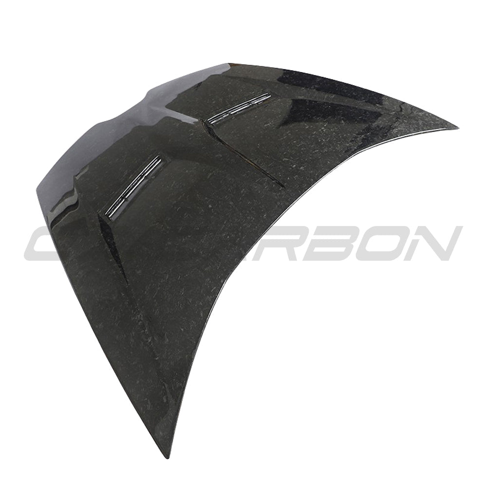 Lamborghini Huracan Performante carbon fiber hood by CT Design, showcasing sleek forged carbon fiber with aerodynamic design.