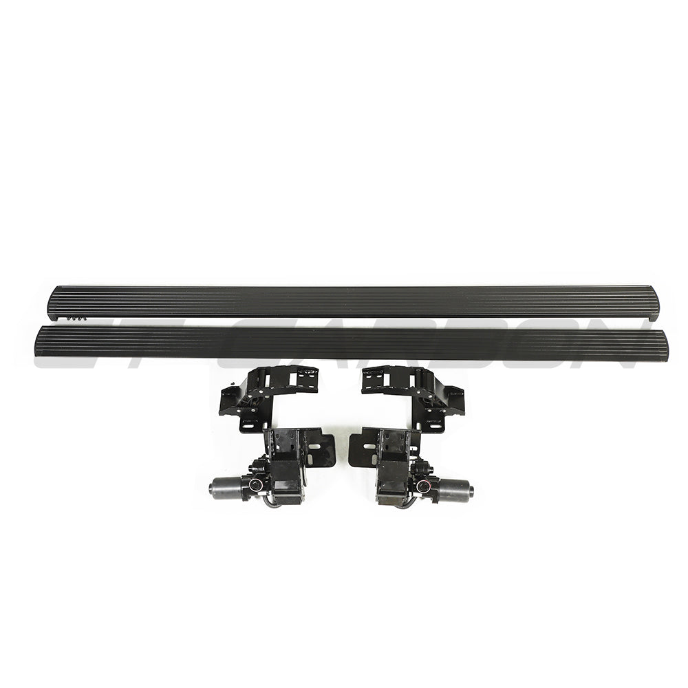 CT Carbon electric fold-out side steps for Land Rover Defender L663 110, durable accessories with sleek design.