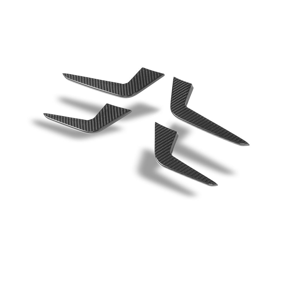 CT Carbon carbon fiber canards for Audi RS5 B9.5 Sportback and Coupe 2020-2025, shown mounted on the front bumper.