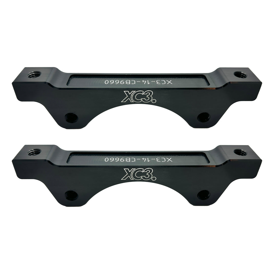 XC3 Engineering brake conversion kit for BMW F8X M2, M3, M4, featuring caliper carriers and rotor bells for AP Racing CP9660.