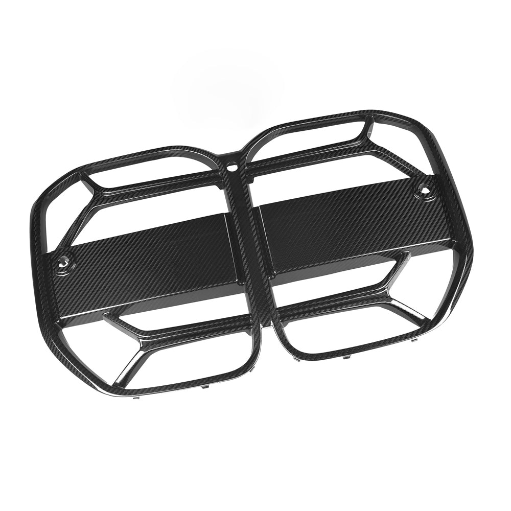 BMW 4 Series G22 G23 carbon fiber CSL grille by CT Carbon, showcasing its sleek black finish and intricate grille design.