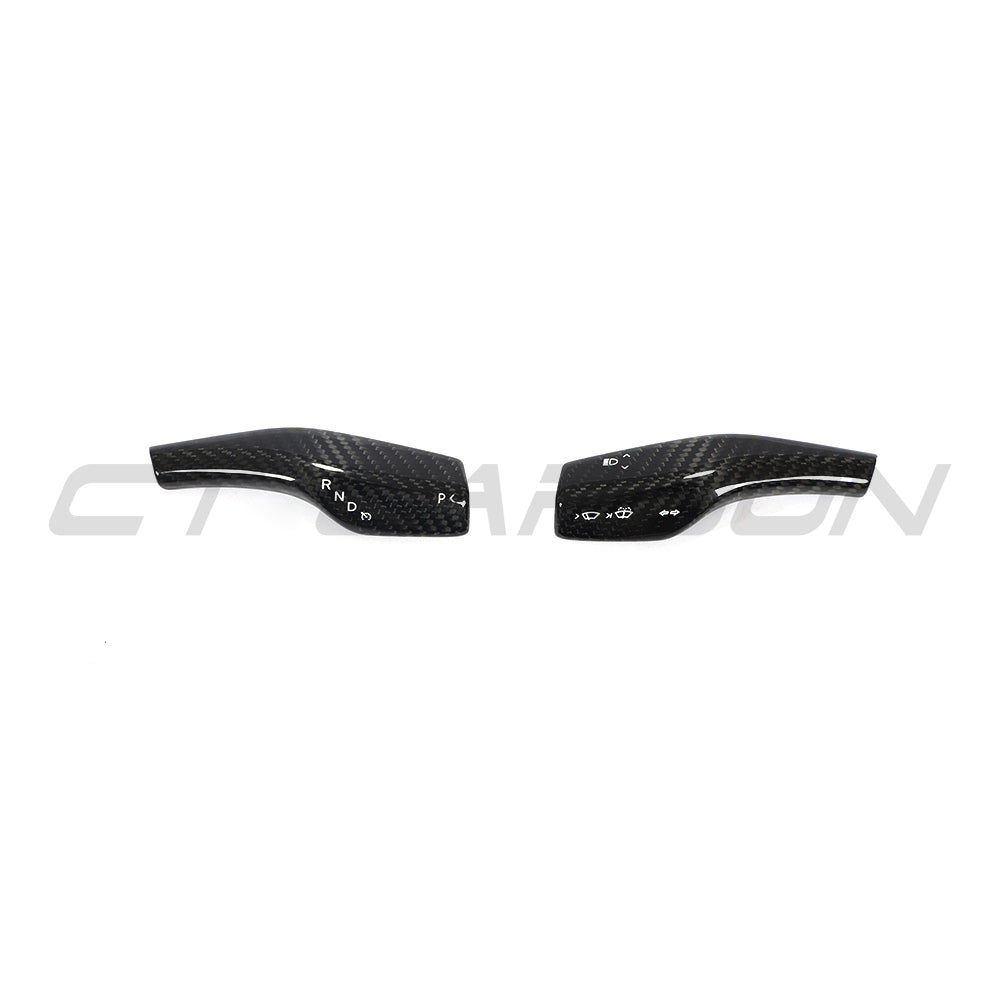 CT Carbon carbon fiber stalk cover for Tesla Model 3 and Y 2017+ dashboard accessories, featuring a sleek, textured finish.