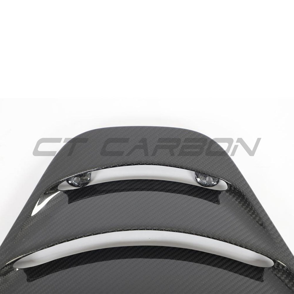 Carbon fibre engine cover for McLaren 720S by CT Carbon, showcasing sleek, lightweight design for enhanced engine aesthetics.