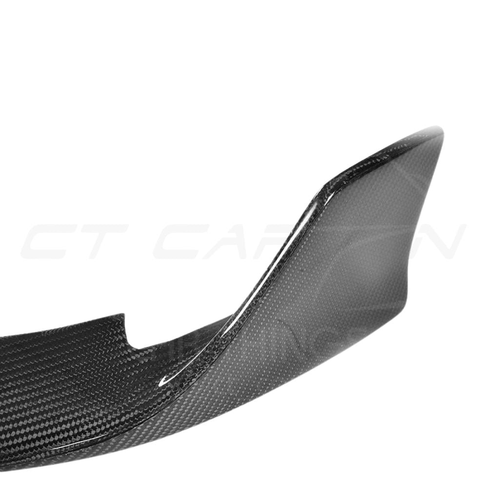 Mercedes C63 W205 saloon and estate carbon fibre splitter by CT Carbon, showcasing the V1 split design on the front bumper.