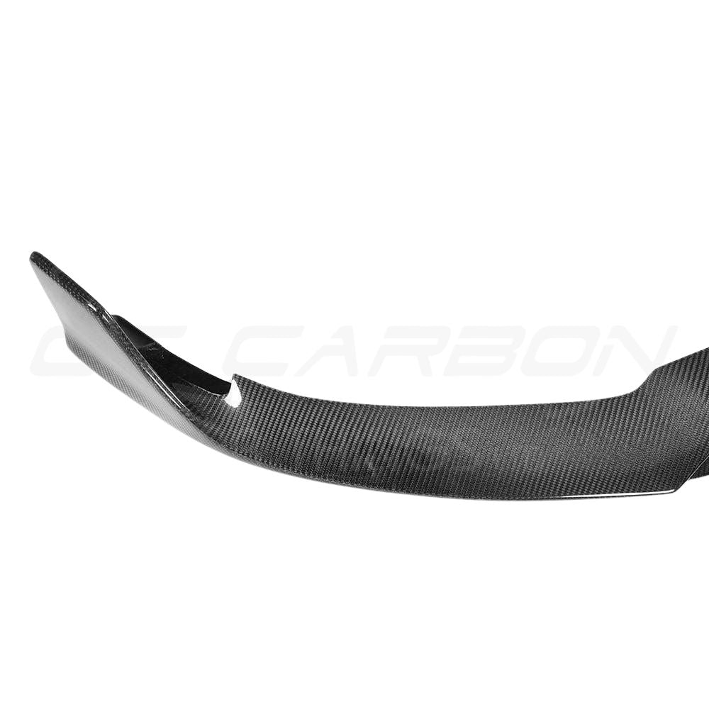 Mercedes C63 W205 saloon and estate car carbon fibre splitter by CT Carbon, showcasing the V1 split design on the front bumper.