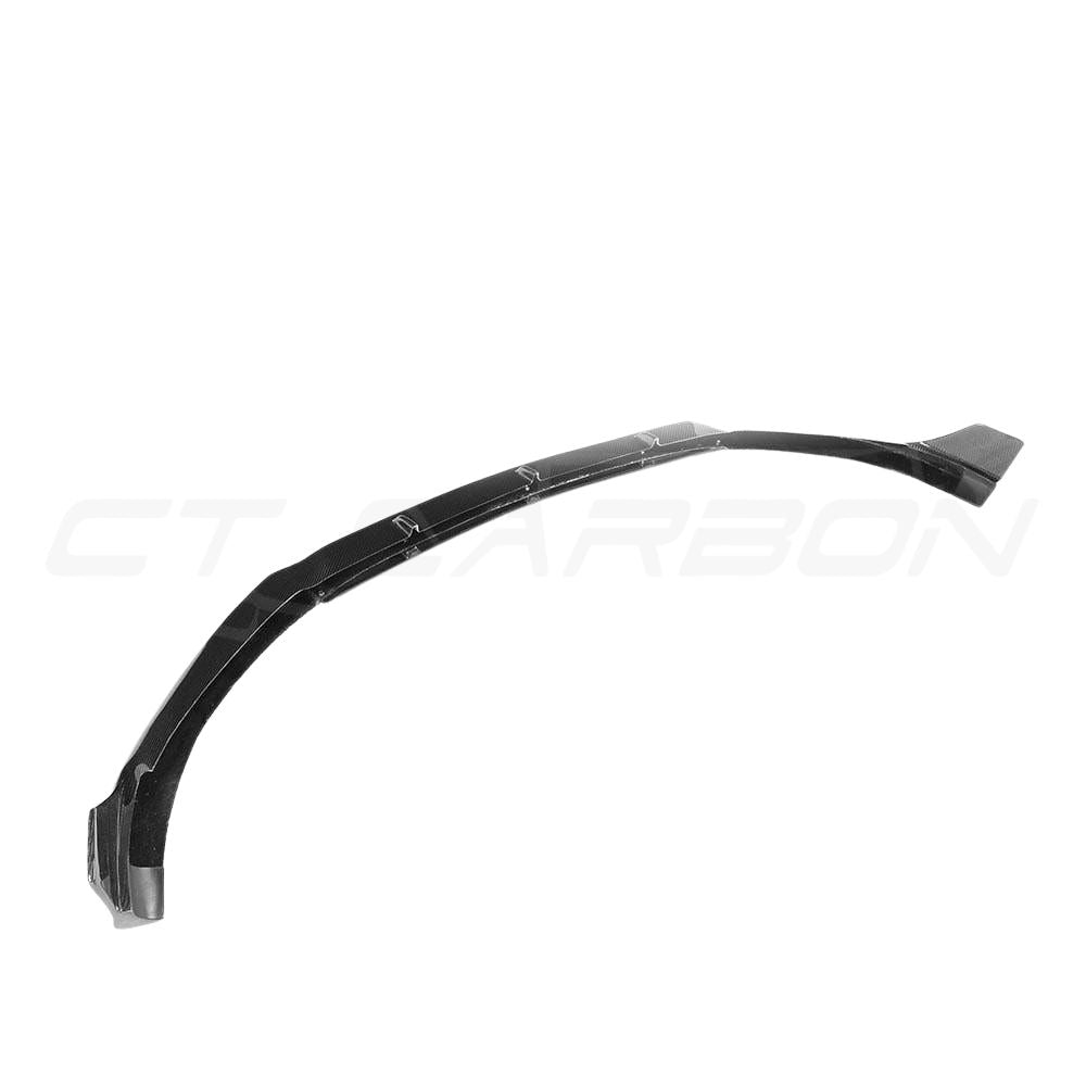 Mercedes C63 W205 saloon/estate car carbon fiber splitter by CT Carbon, showcasing the sleek V1 split design on the front bumper.