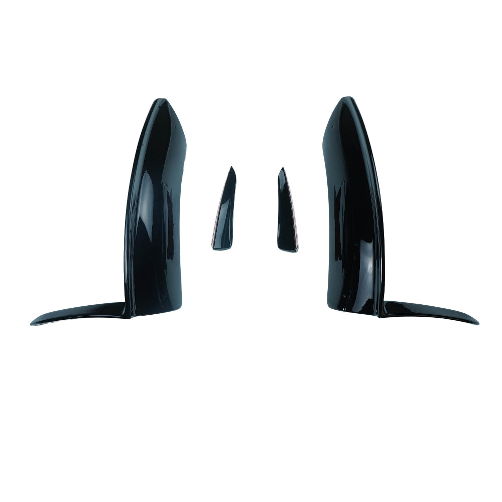 Mercedes V177 W177 2023 A-Class CT Carbon gloss black corner splitter and canards installed on front bumper.