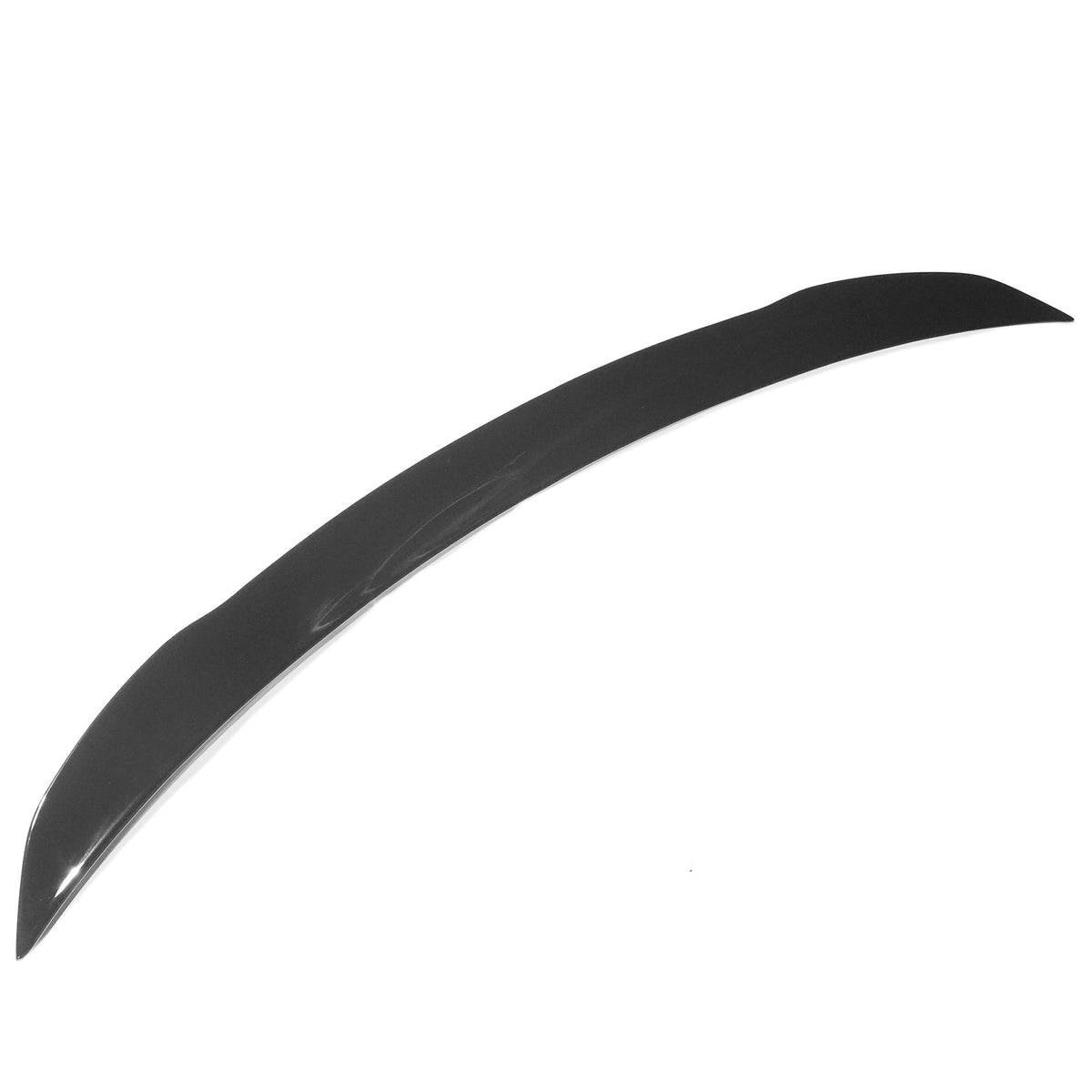 Gloss black Mercedes W118 CLA spoiler by CT Carbon showing sleek aerodynamic design on a car exterior.