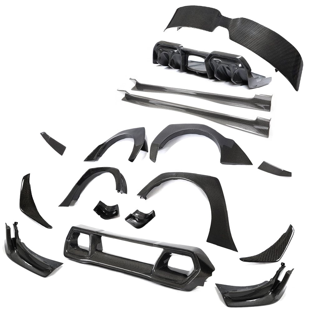 Mini Cooper S F56 JCW Sport Pack carbon fibre wide arch kit by CT Carbon, featuring sleek carbon fibre fender extensions.