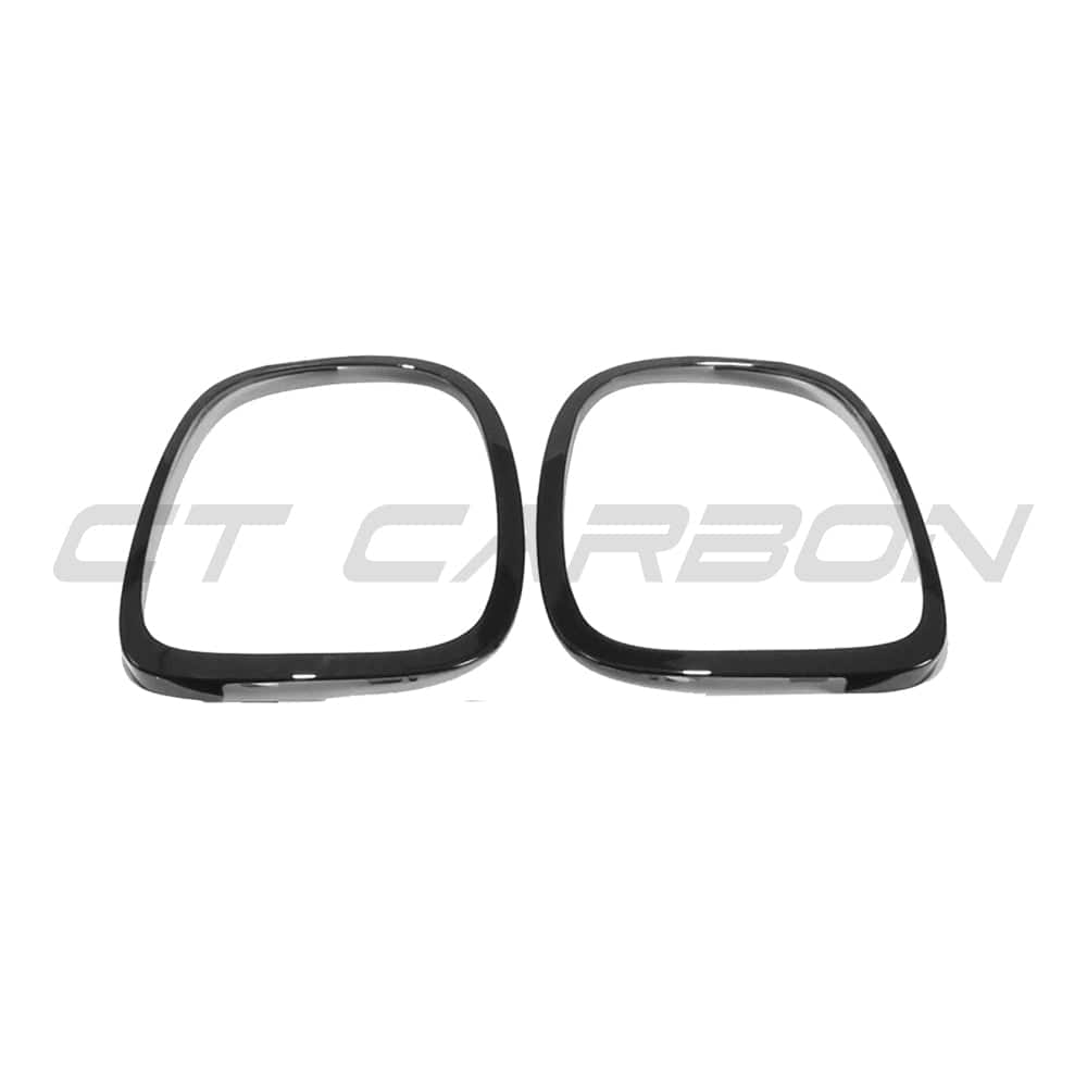 Black gloss rear light surround pack for MINI Cooper S and JCW F56 by CT Carbon, enhancing rear vehicle styling.
