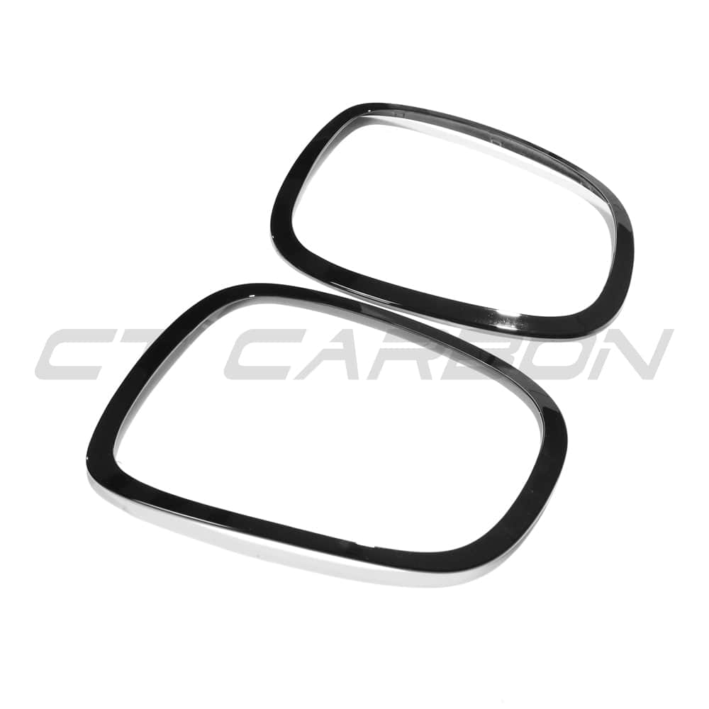 Black gloss rear light surround pack for MINI Cooper S and JCW F56 by CT Carbon, shown on the back of the car.