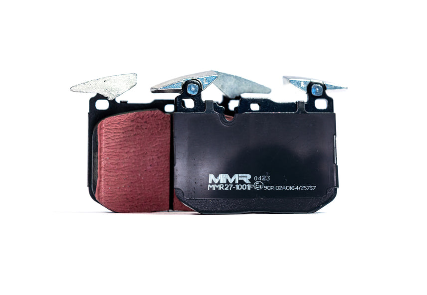 MMX Performance RP650 front brake pads for BMW F8x, F2x, F3x models, showing the black brake pad with MMX branding.