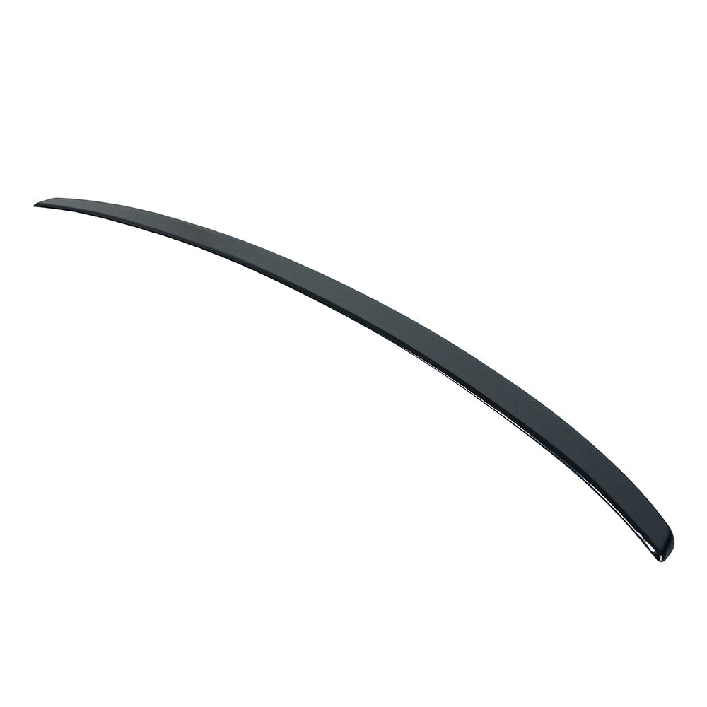 BMW 4 Series G22 CT Carbon V1 gloss black spoiler displayed on a car, showcasing sleek aerodynamic design and high-quality finish.