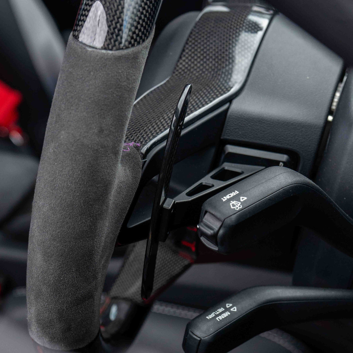 CT Carbon magnetic carbon fiber paddle shifters for Porsche 911, Cayman, Boxster, Cayenne, Macan models from 2013+ displayed in the image.