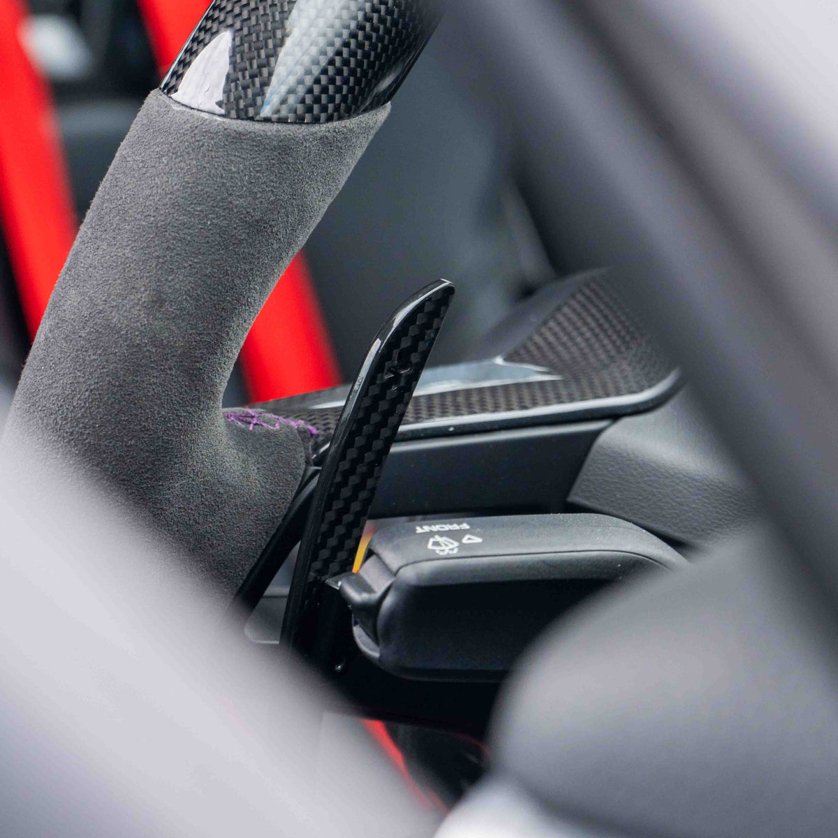 Carbon fiber paddle shifters for Porsche 911, Cayman, Boxster, Cayenne, Macan 2013+ by CT Carbon, with magnetic attachment.