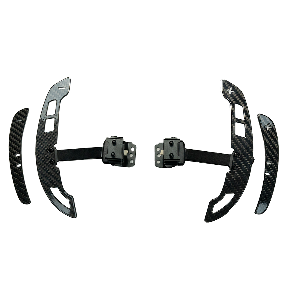 CT Carbon magnetic carbon fiber paddle shifters for Porsche 911, Cayman, Boxster, Cayenne, Macan models from 2013+ installed on steering wheel