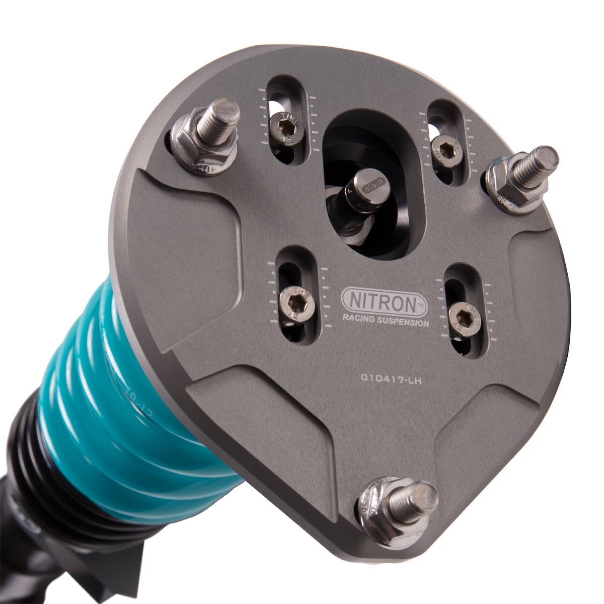 Nitron Racing suspension coilovers for BMW E30 M3 (86-91), showing the top plate with coilover components and adjustment features.