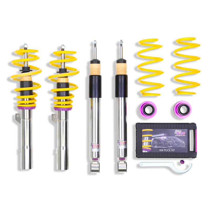KW V3 Coilovers suspension linkages for Porsche 911 997 GT3, RS, GT2, RS models, showing detailed components and mounting points.