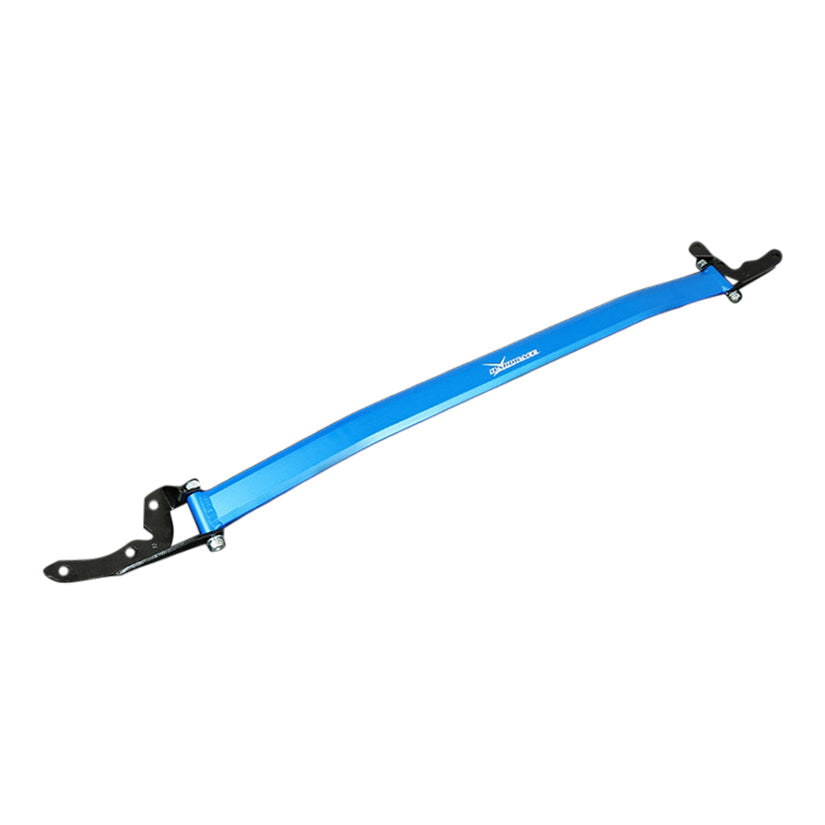 Hardrace Q0580 strut brace installed in a BMW 1 Series F20/F21 and 2 Series F22/F23, showing the metal reinforcement component.