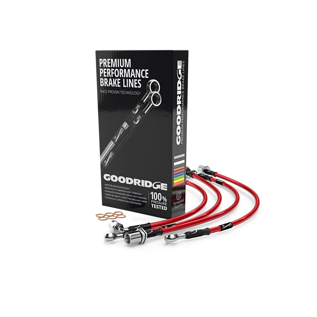 Goodridge brake hose kit for BMW 5 Series F90 M5, featuring durable brake hoses in a close-up view.