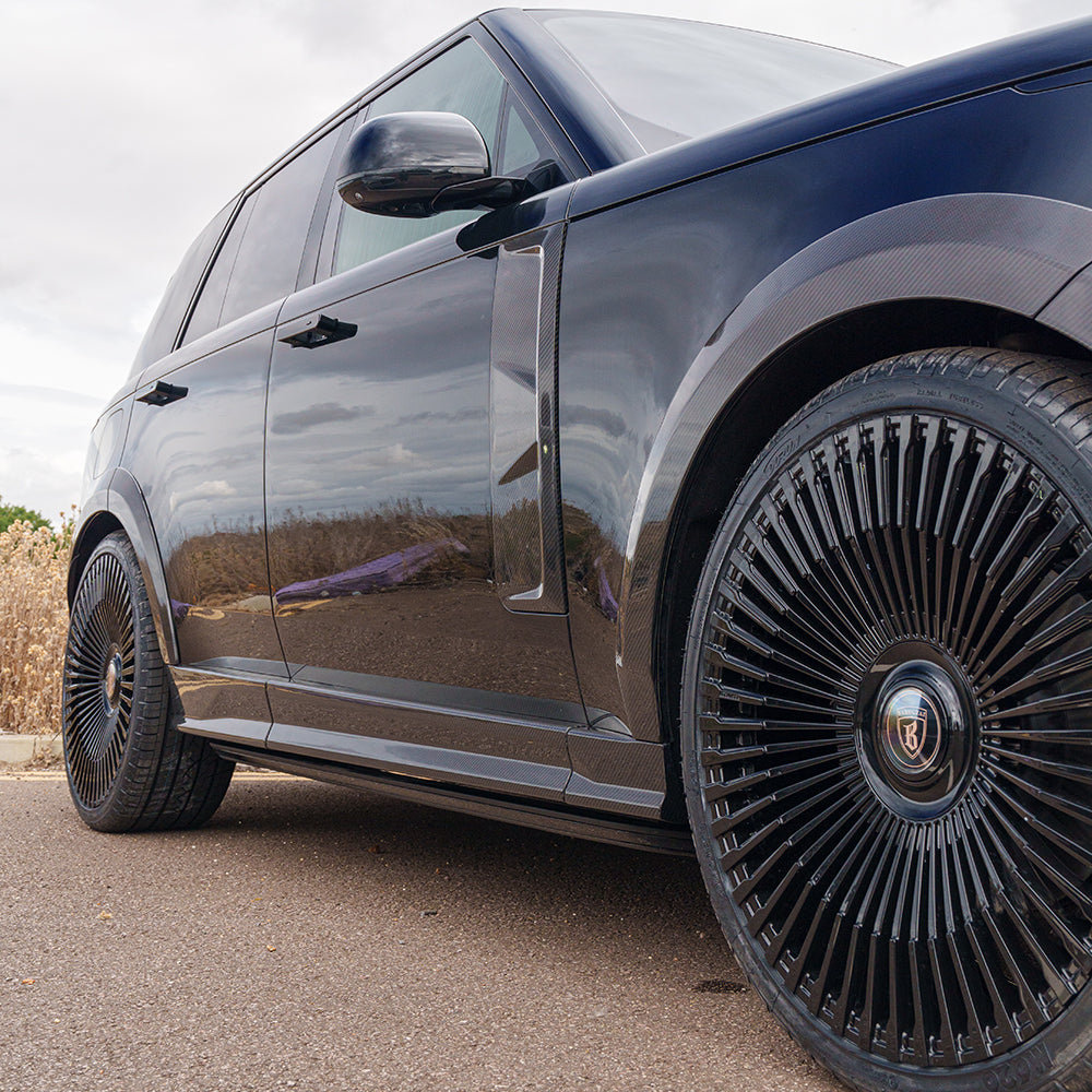 Range Rover L460 2022+ Carbon Fibre Wide Arch Extensions by CT Carbon, showing sleek, lightweight automotive wheel arch upgrades.