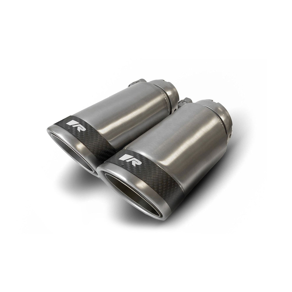 Remus BMW G42 M240i racing axle back exhaust system with stainless steel construction and angled chrome carbon tips.