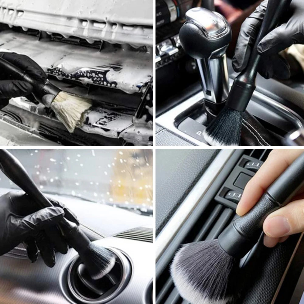 Nineteen72 Performance 3-piece detailing soft brush set with various sizes for cleaning car interiors and exteriors.