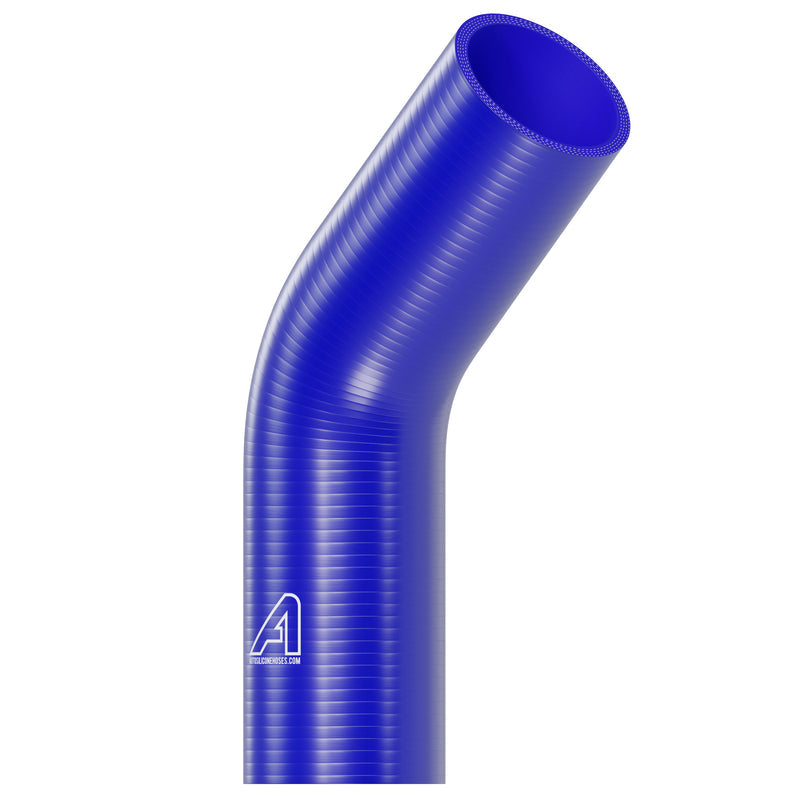 Auto Silicone Hoses 45-degree silicone hose, 83mm diameter, flexible automotive silicone tubing with smooth finish.