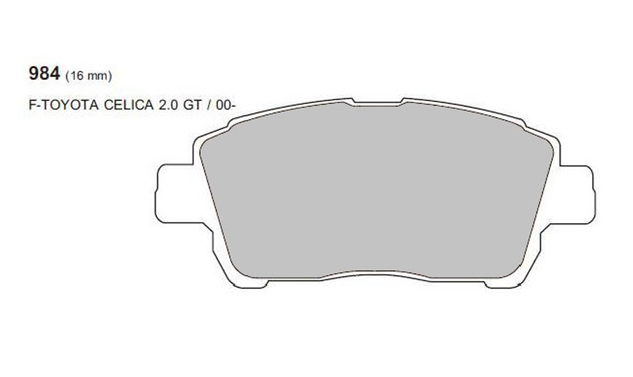 Toyota MR2 MK3 front brake pads by PBS, showing the black brake pad with metal backing and detailed braking surface.