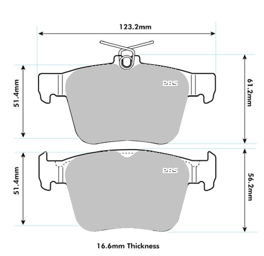 Rear PBS Performance Brake Pads for AUDI, SKODA, VW, cross ref Ferodo FCP4697, shown in the product image.