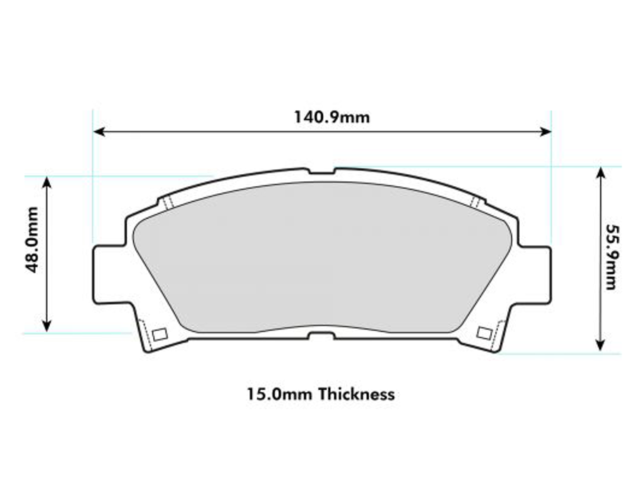 Toyota MR2 MK2 Rev. 2 front performance brake pads by PBS, showing the brake pad set with detailed friction material.