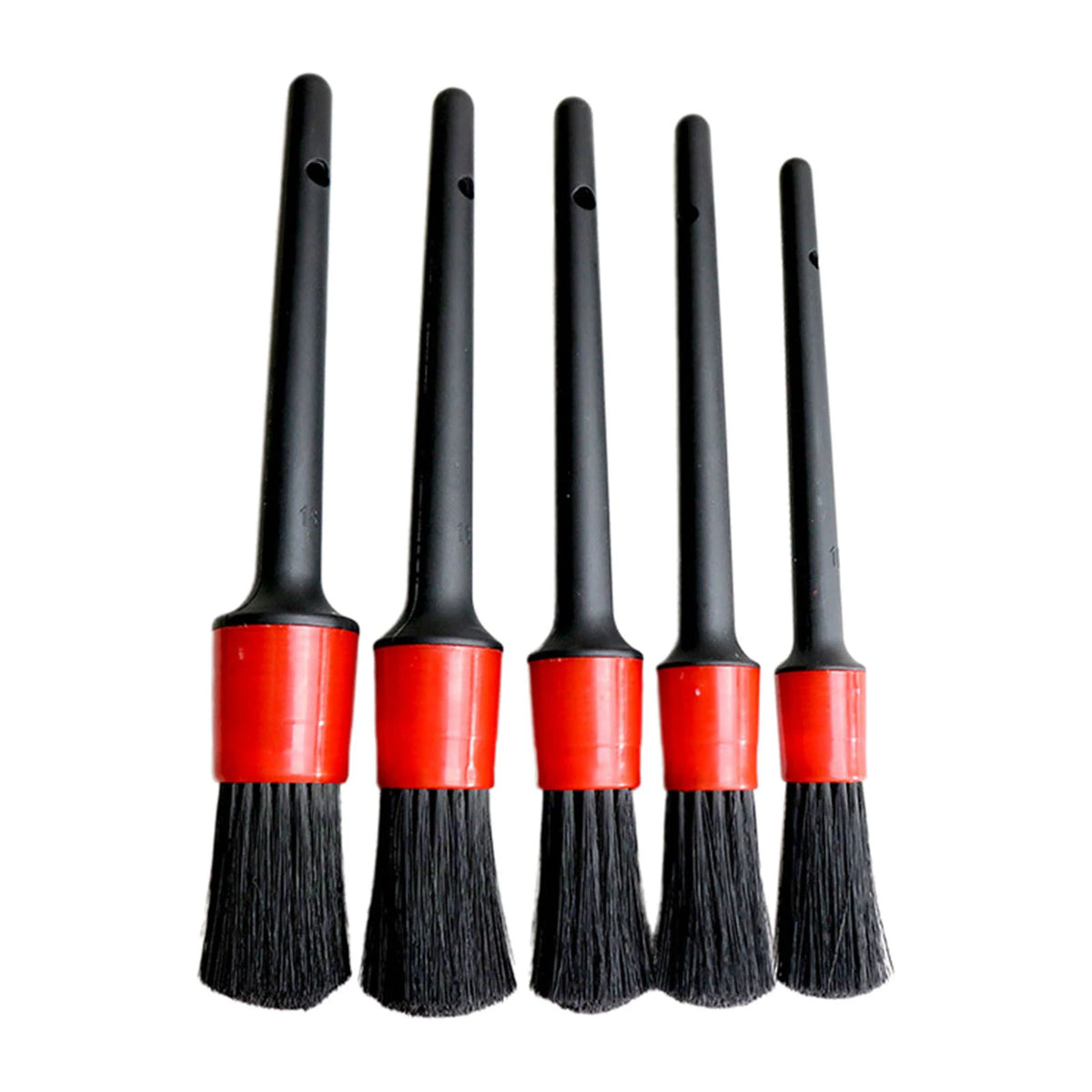 Nineteen72 Performance 5-piece detailing wheel brushes set with various brush sizes for cleaning vehicle wheels and rims.