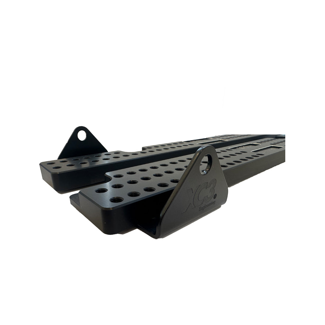 XC3 Engineering seat belt and harness mounting bracket for vehicle interior safety, shown in a close-up view.